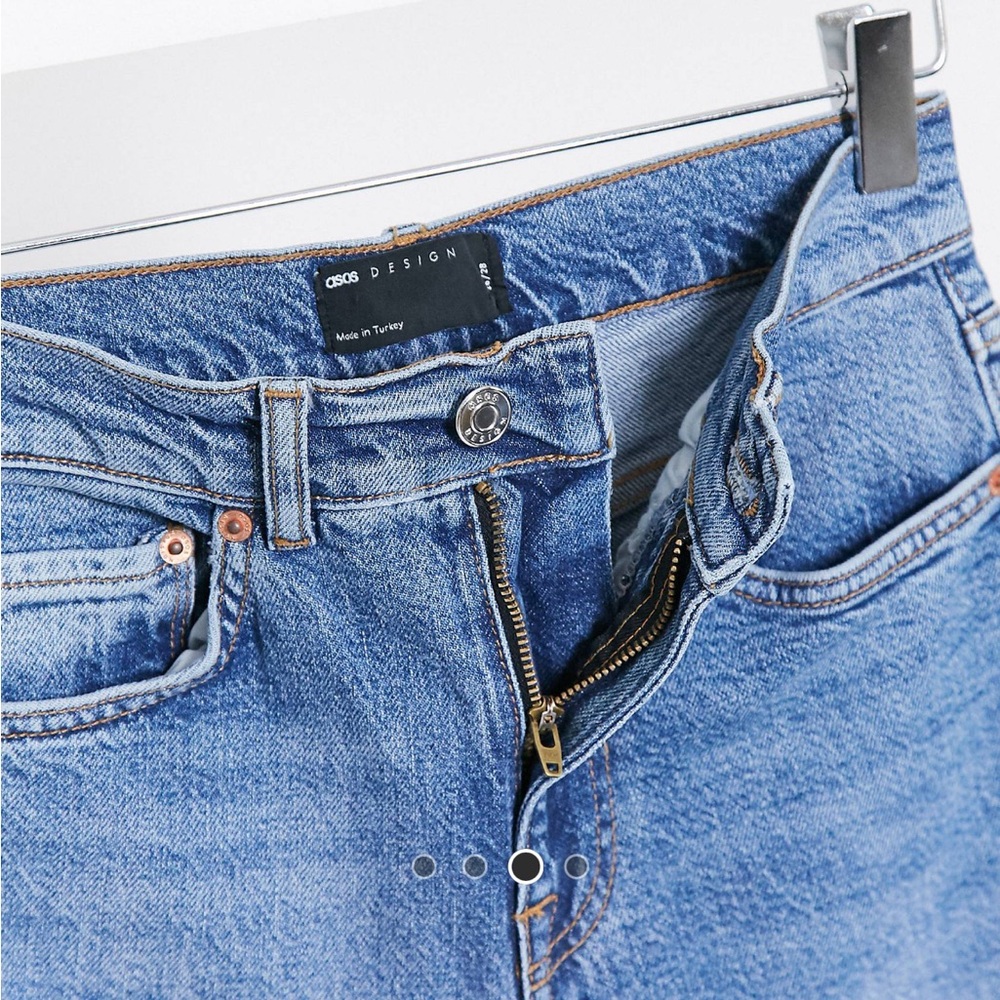 ASOS Design Petite High Rise Stretch ‘Slim’ Straight Leg Jeans Vintage Midwash - Picture 3 of 6